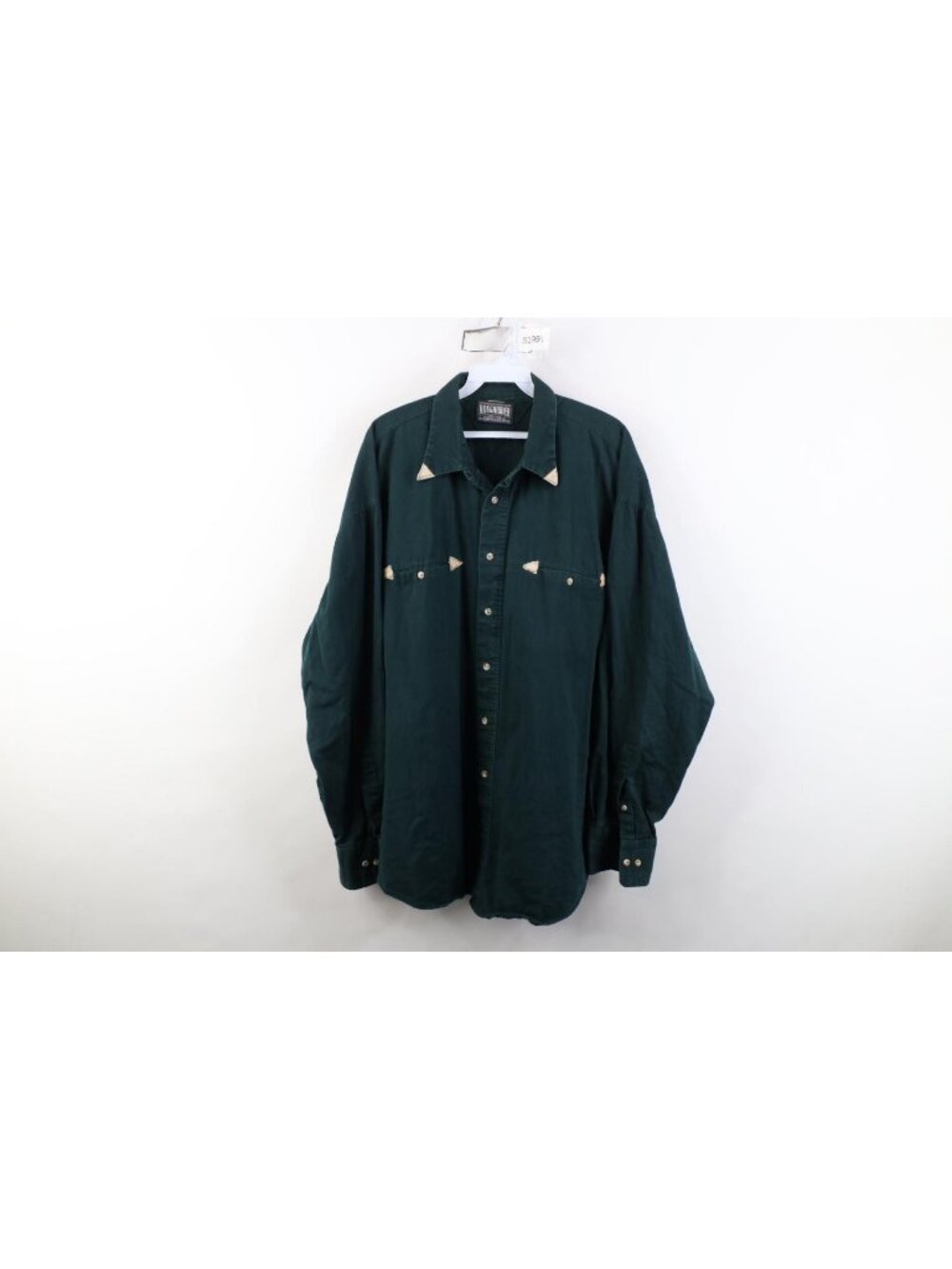 Vintage 90s Streetwear Mens 2XL Faded Western Cowboy Collared Button Shirt Green